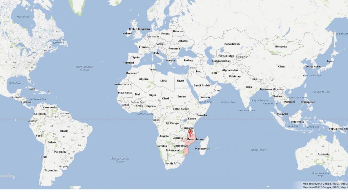 Dünya haritası üzerinde Mozambik konumu 
