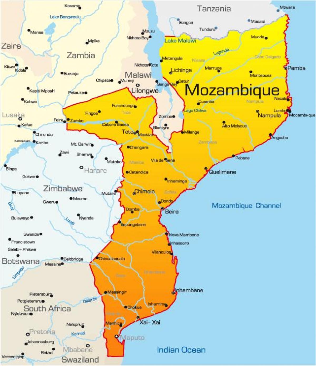 haritası Mozambik