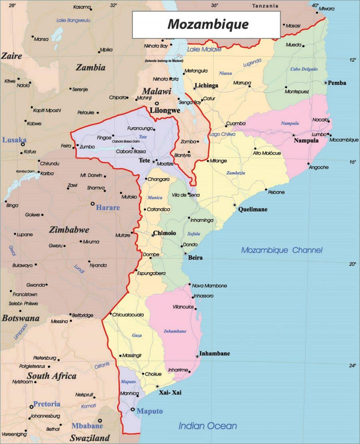 Mozambik siyasi haritası