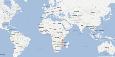 Bir dünya haritası üzerinde Mozambik 
