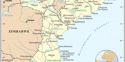 Haritada Mozambik havaalanları 